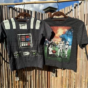 2 Star Wars T-Shirts Darth Vader Suit & Funny Darth Vader BBQ Youth Small